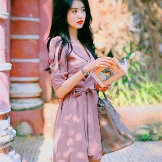 Đầm vest hồng thắt eo (kèm hình thật)