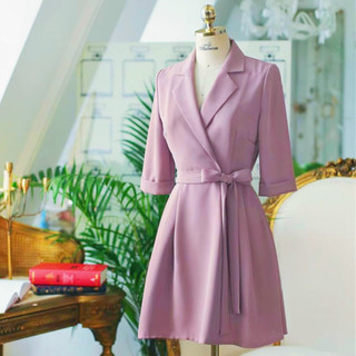 Đầm vest hồng thắt eo (kèm hình thật)