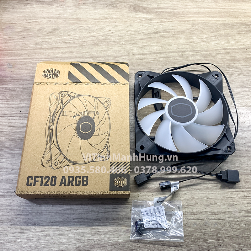 Quạt Cooler Master CF120 ARGB, 12cm, 1200 rpm, 47.65 CFM, 3 pin Mainboard + 5V ARGB.