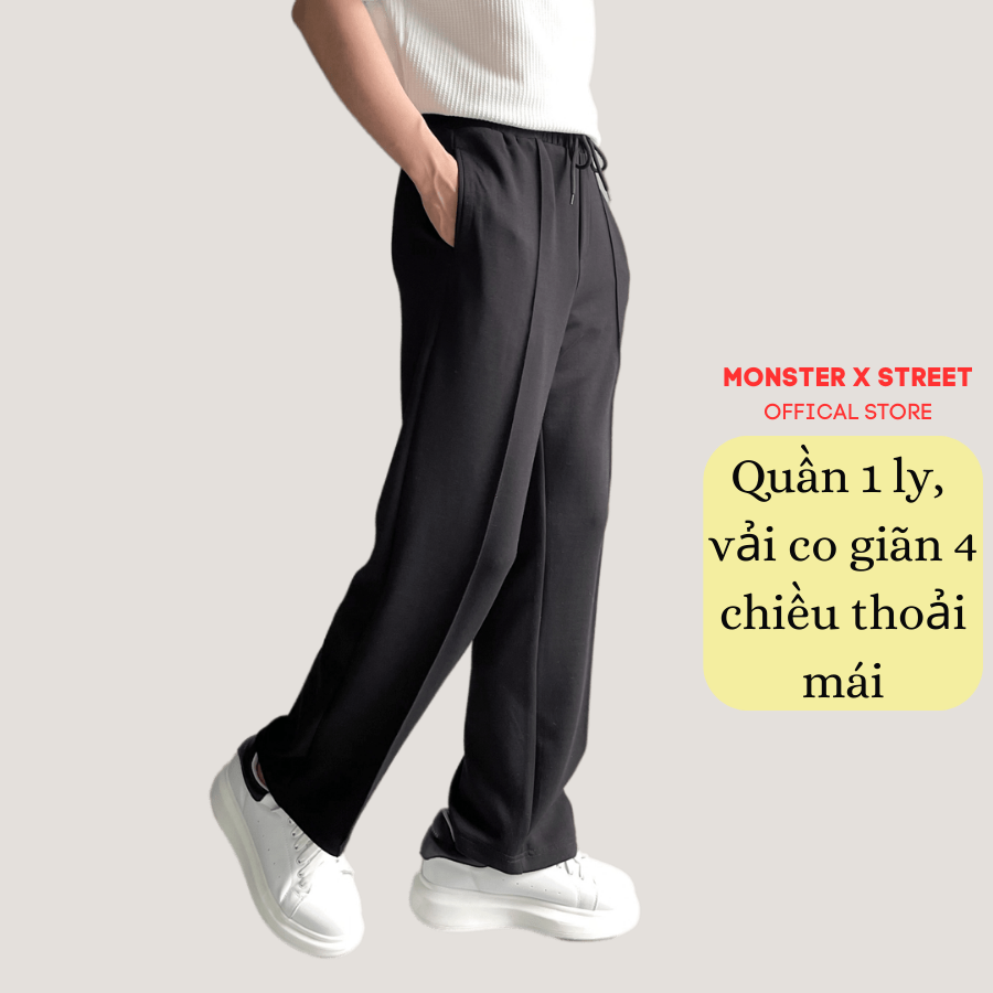 Quần Baggy vải thun unisex Monster X Street Basic nam nữ cạp chun ống đến mắt cá chân phong cách Hàn Quốc ulzzang