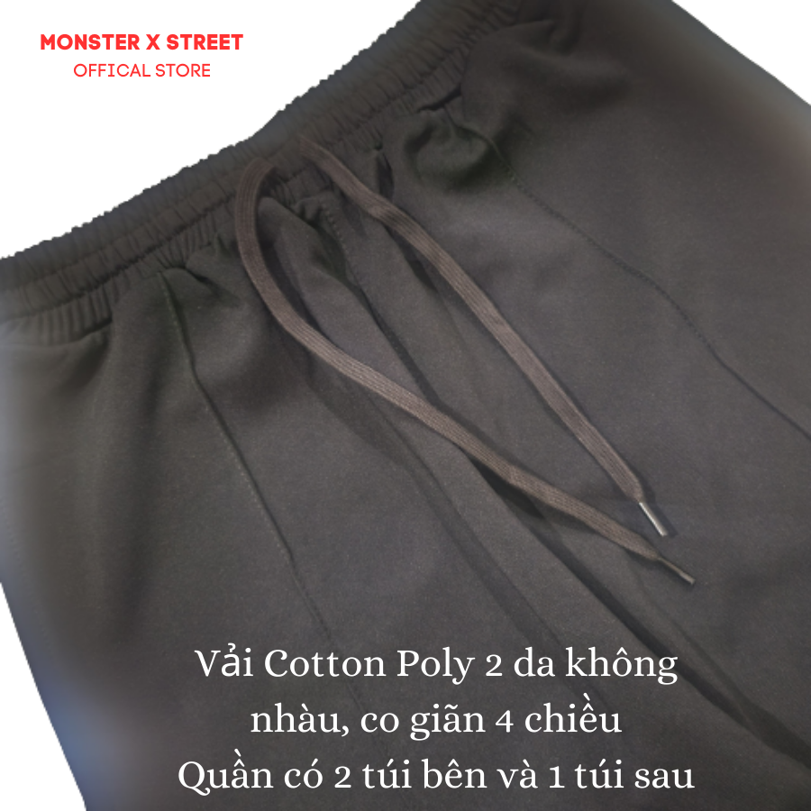 Quần Baggy vải thun unisex Monster X Street Basic nam nữ cạp chun ống đến mắt cá chân phong cách Hàn Quốc ulzzang