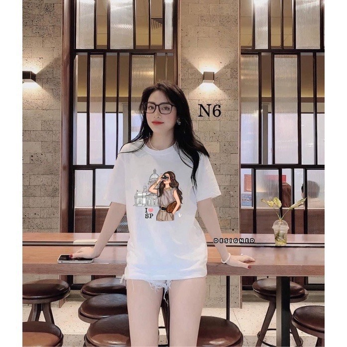 (G275)Áo phông cổ tròn ngắn tay mẫu đẹp hoạ tiết hình cô gái và áo số đẹp xinh mẫu mới hót hít của năm nay