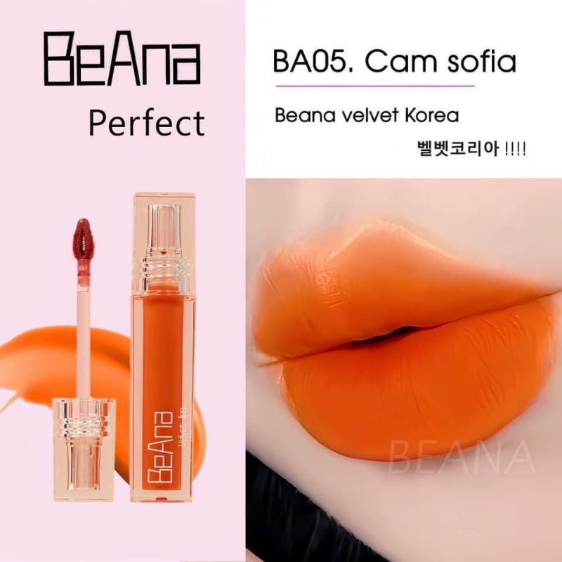 Son kem Beana màu cam Sofia BA05 tone cam vàng làm trắng da mềm mịn môi, lâu trôi, siêu lì hot nhất 2023