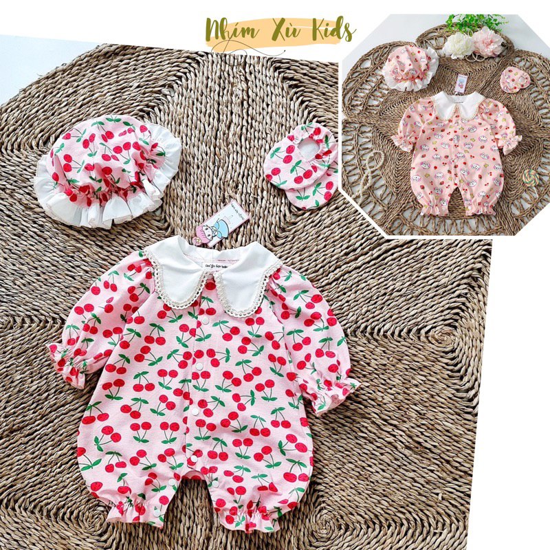 Bodysuit bé gái 3 đến 12kg, Áo liền quần chất cotton mềm [B014]