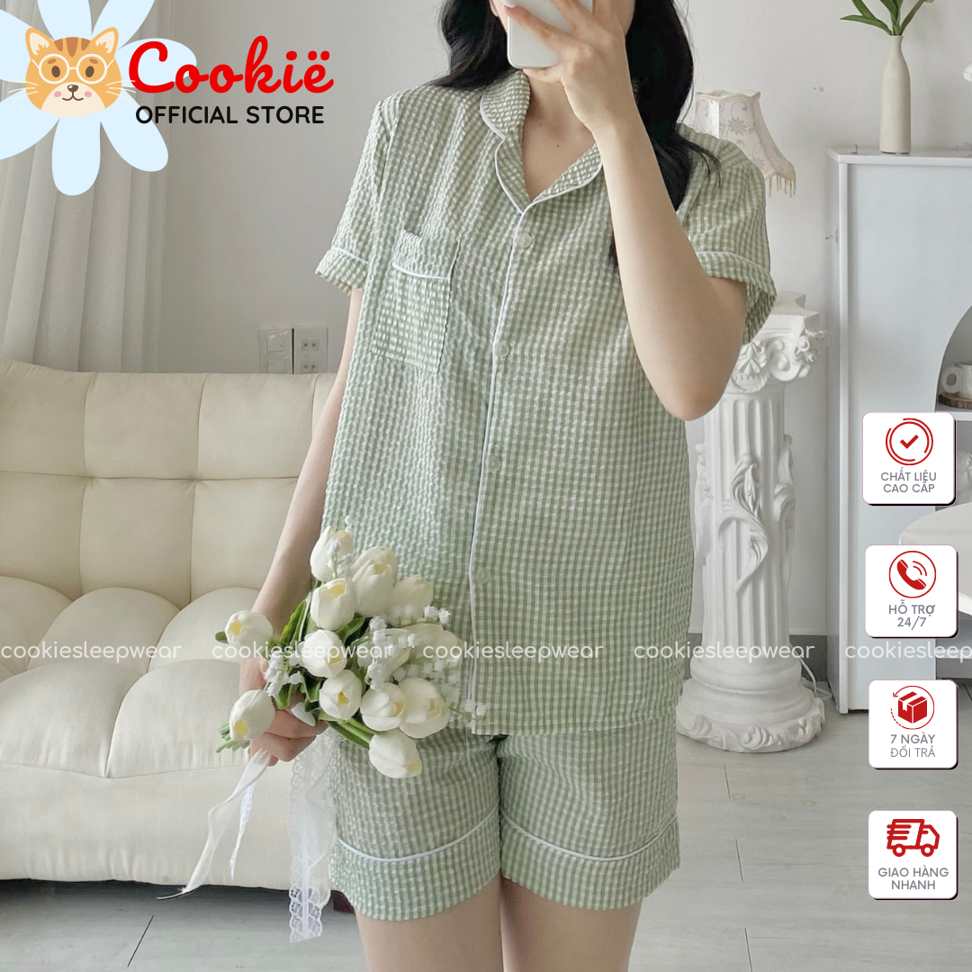 Bộ Đồ Ngủ Sexy Nữ, Quần Áo Mặc Nhà Thoải Mái Chất Xốp Đũi Tay Ngắn Dễ Thương Quần Ngắn Trên Gối BNTNTC156