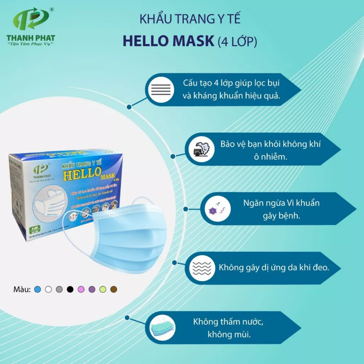 Khẩu trang HELLO MASK 4 Lớp H/50 chiếc