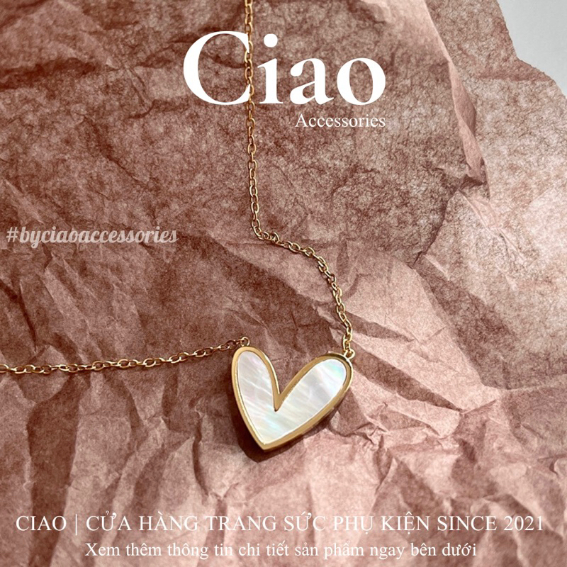[NEW ITEM] Dây chuyền/ Vòng cổ titan không gỉ thiết kế đính tim đơn giản Clara Ciao