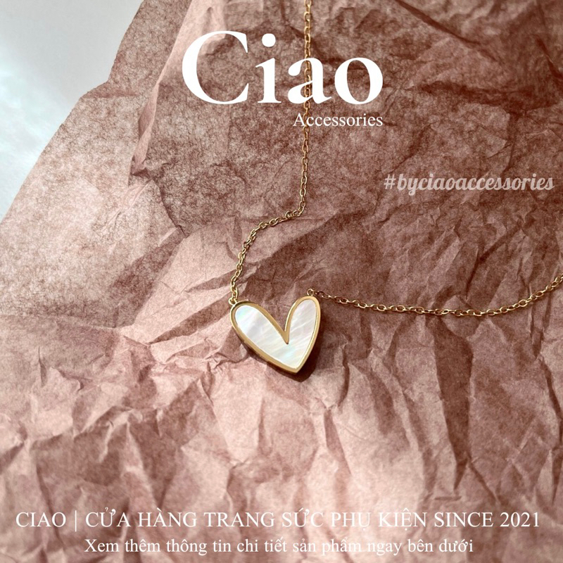 [NEW ITEM] Dây chuyền/ Vòng cổ titan không gỉ thiết kế đính tim đơn giản Clara Ciao