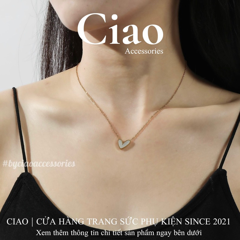 [NEW ITEM] Dây chuyền/ Vòng cổ titan không gỉ thiết kế đính tim đơn giản Clara Ciao
