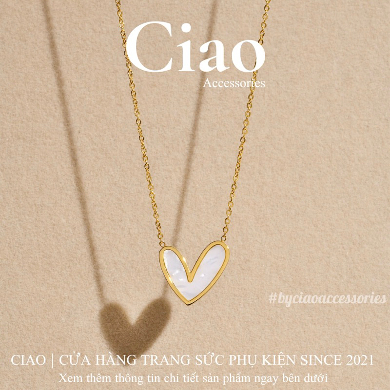 [NEW ITEM] Dây chuyền/ Vòng cổ titan không gỉ thiết kế đính tim đơn giản Clara Ciao