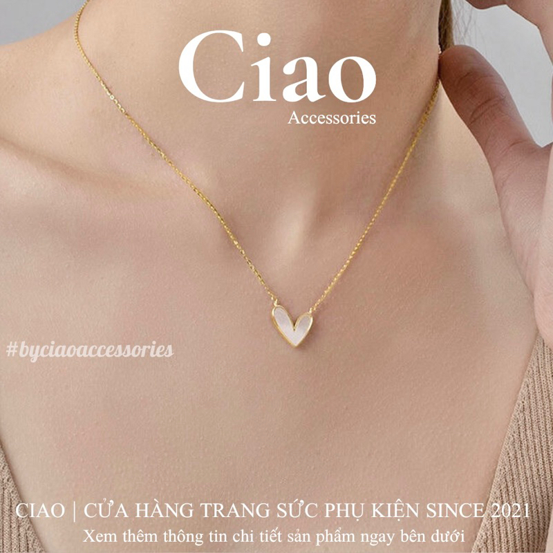 [NEW ITEM] Dây chuyền/ Vòng cổ titan không gỉ thiết kế đính tim đơn giản Clara Ciao