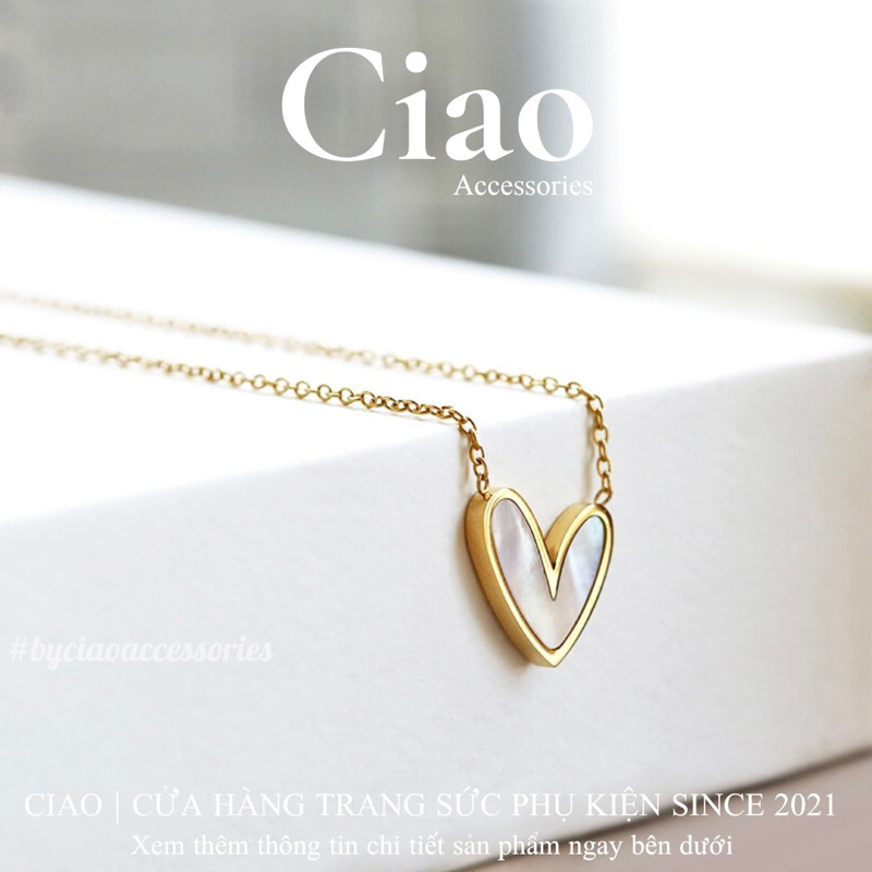 [NEW ITEM] Dây chuyền/ Vòng cổ titan không gỉ thiết kế đính tim đơn giản Clara Ciao
