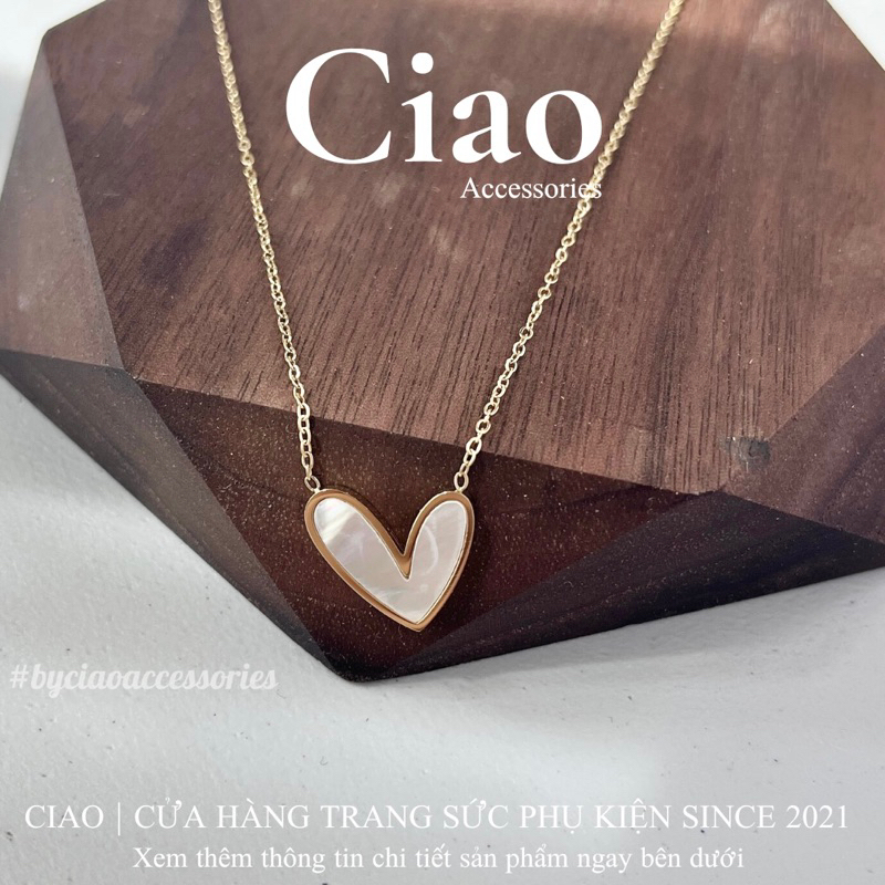 [NEW ITEM] Dây chuyền/ Vòng cổ titan không gỉ thiết kế đính tim đơn giản Clara Ciao