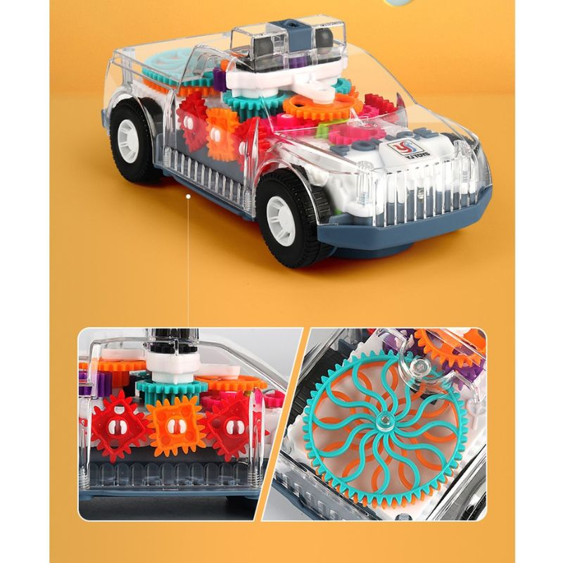 Đồ chơi xe cảnh sát phát sáng trong suốt chạy pin có đèn led và nhạc vui nhộn dành cho các bé