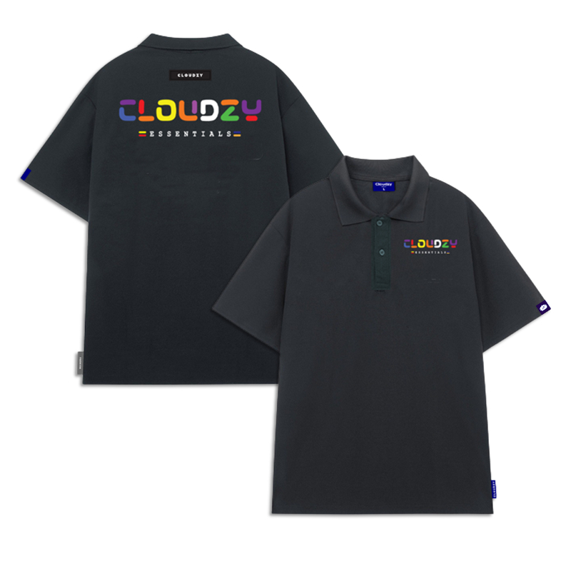 Áo phông polo nam nữ thun có cổ local brand unisex đen trắng đẹp oversize tay lỡ 100% cotton POLO RAINBOW CLOUDZY
