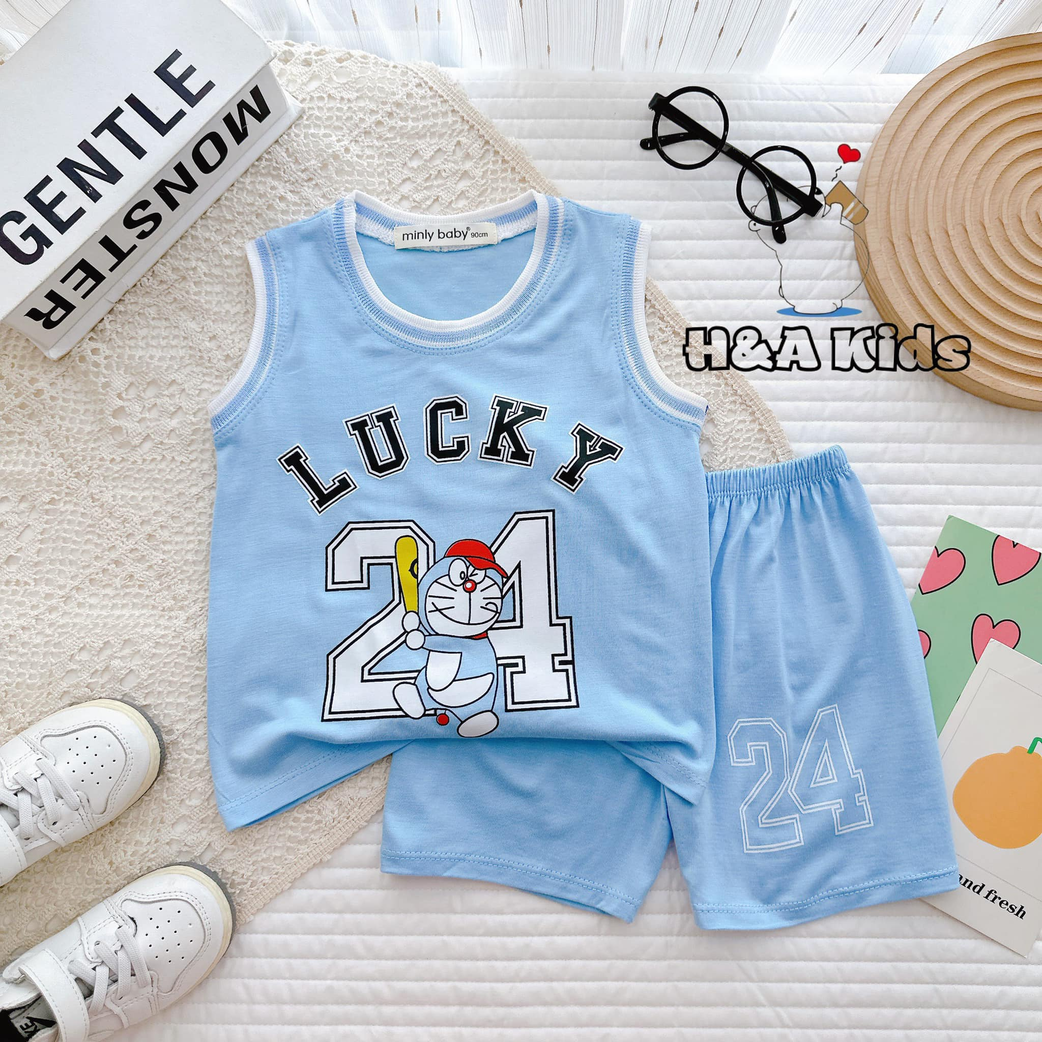 Bộ quần áo trẻ em hình số dễ thương cho bé trai bé gái mùa hè