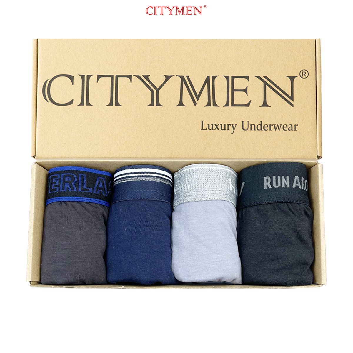 Hộp 4 Quần Lót Nam Boxer Co Dãn 4 Chiều Nhiều Lưng Vải Cotton Hiệu CITYMEN Cao Cấp, Đồ Lót - CTSP-MULTIBC