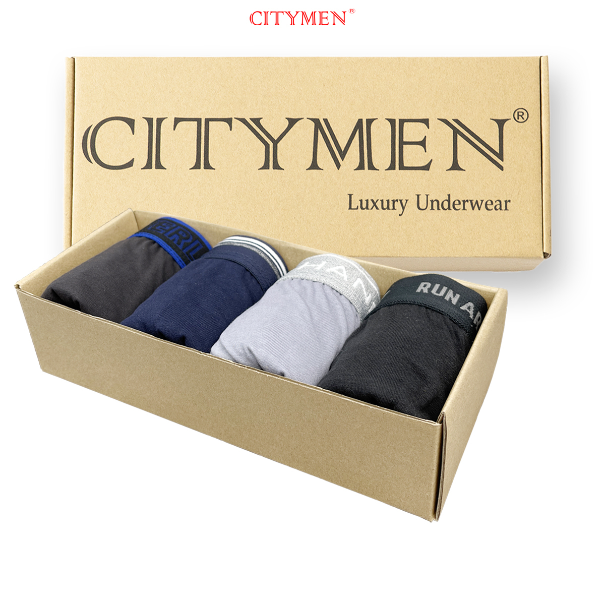 Hộp 4 Quần Lót Nam Boxer Co Dãn 4 Chiều Nhiều Lưng Vải Cotton Hiệu CITYMEN Cao Cấp, Đồ Lót - CTSP-MULTIBC