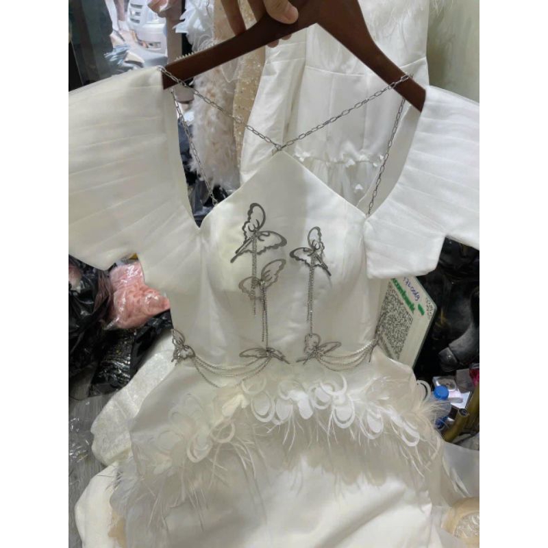 Đầm thiết kế cổ yếm phối cánh buom cực xinh xắn mẫu váy cực ngọt đi tiệc, sinh nhật, cưới - mochouse83