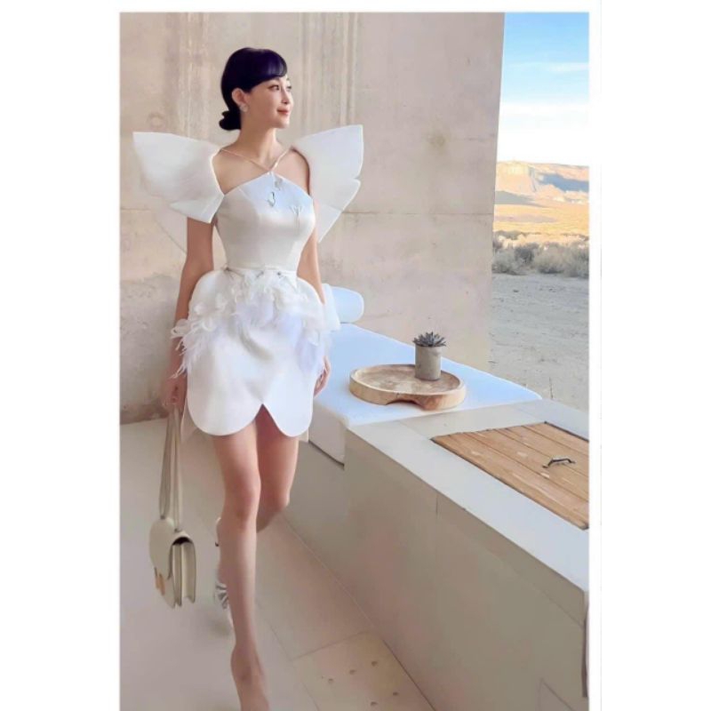 Đầm thiết kế cổ yếm phối cánh buom cực xinh xắn mẫu váy cực ngọt đi tiệc, sinh nhật, cưới - mochouse83