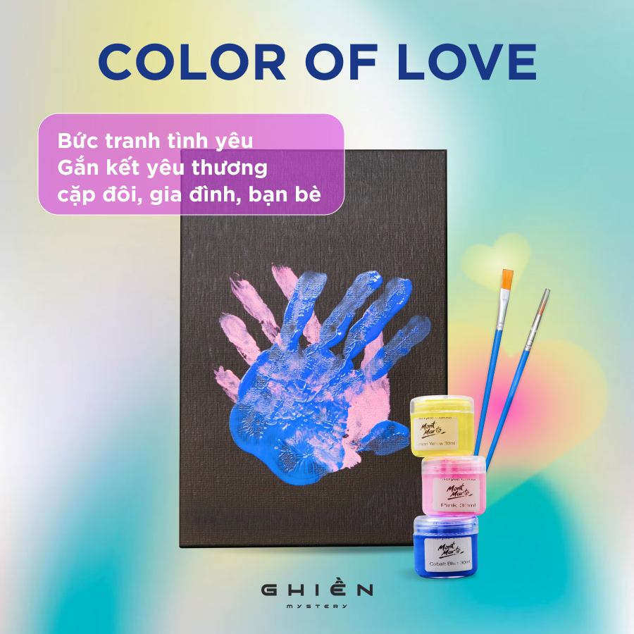 Khung tranh in dấu tay canvas "Color of Love" dáng màu tình yêu cho hành trình yêu thương trọn vẹn | Ghiền Mystery