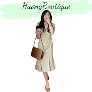 Váy tay bồng đuôi cá cúc ngọc