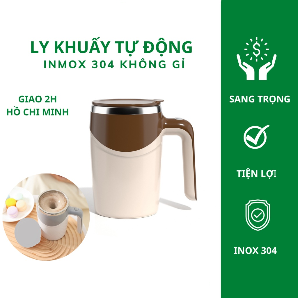 Cốc Pha Cafe Tự Khuấy, Cốc Tự Khuấy Tự Động 380ML, Pha Cafe, Sữa, Không Cần Dùng Thìa, Dùng Pin, Chất Liệu inox