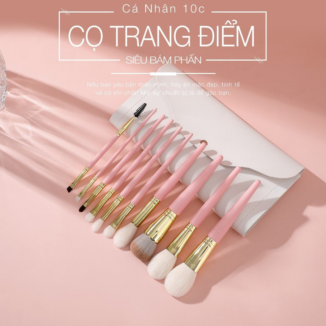 BỘ CỌ CÁN HỒNG LÔNG TRẮNG 10C BEALY + TÚI TRẮNG