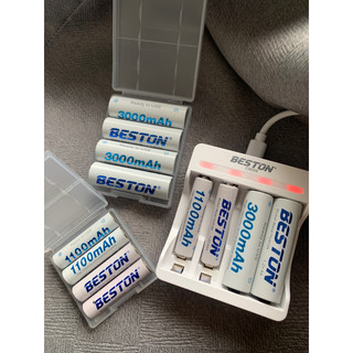 Combo pin sạc beston c9009 aa aaa, 1 sạc + 4 pin aa 3000mah + 4 pin aaa 1100mah pin sạc chính hãng