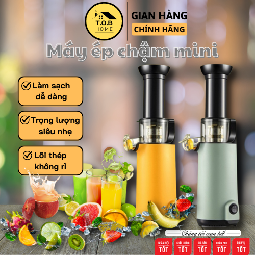 Máy Ép Chậm Mini, Máy Ép Hoa Quả Rau Củ Cho Gia Đình Tiện Dụng, Không Gây Tiếng Ồn