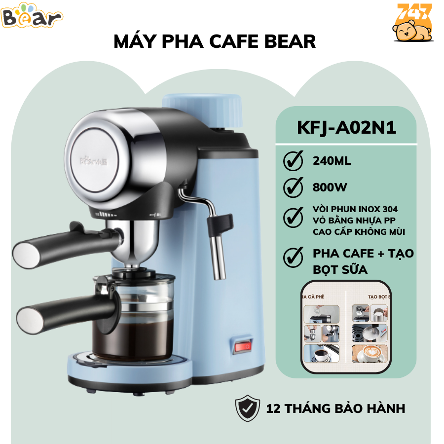 Máy Pha Cà Phê Espresso Bear Tự Động Kích Thước Nhỏ Gọn...