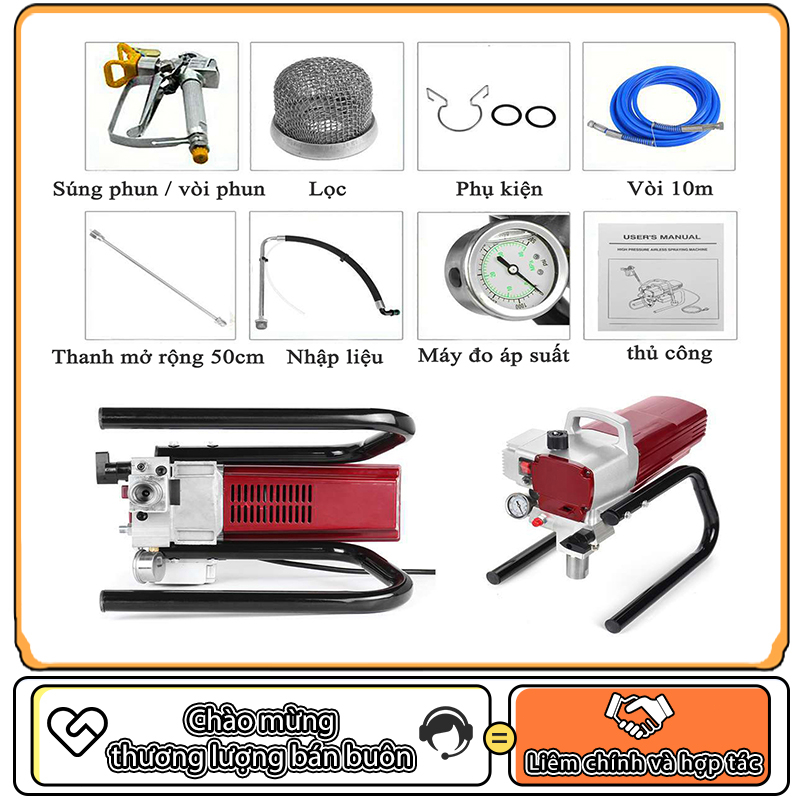Máy phun sơn áp suất cao airless, máy phun sơn điện, dụng cụ sơn, máy phun sơn, máy phun sơn cao áp