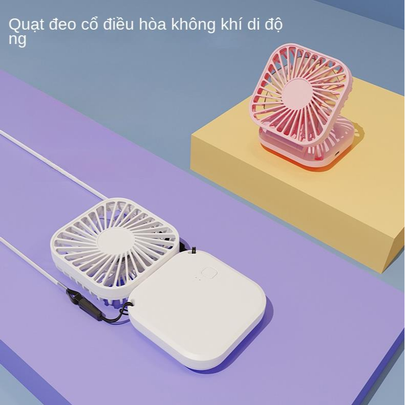 Quạt cầm tay mini tích điện Hand-held Fan 1200mAh Quạt tích điện mini bỏ túi có dây đeo dễ thương