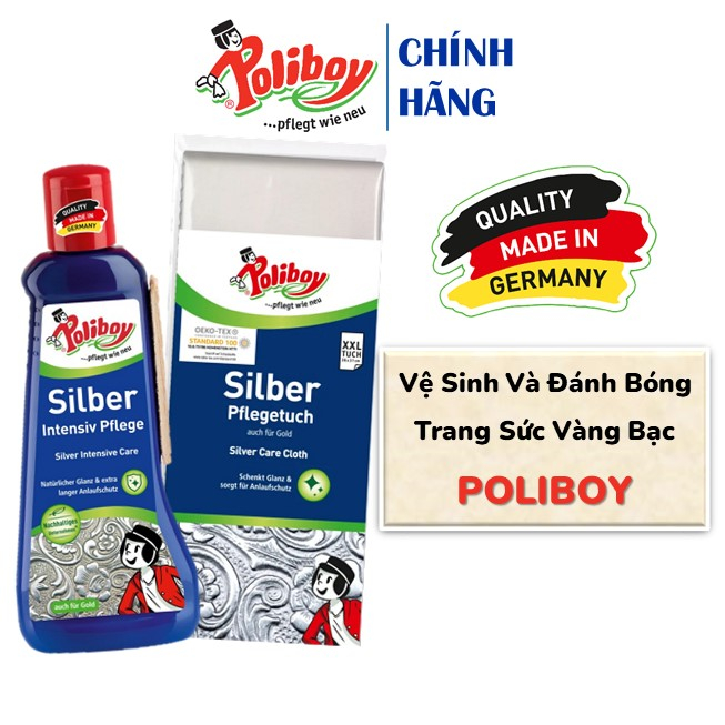 Nước Rửa Trang Sức Vàng Bạc POLIBOY Làm Sáng Bóng Bạc, Tẩy Xỉn Vàng Bạc, Kim Loại Như Mới