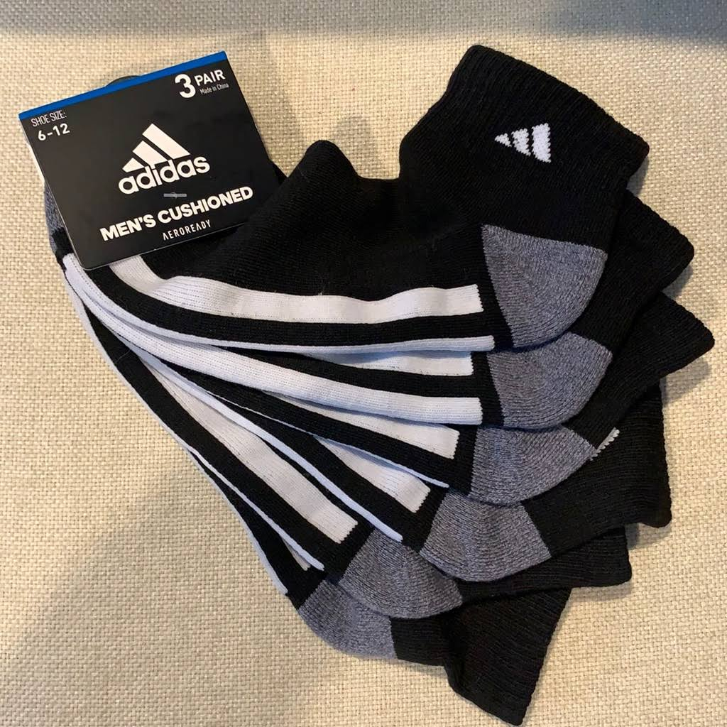 Bộ 3 đôi tất Golf Nam Adidas Crew Cushioned Footbed Aeroready Size 6-12 (Mỹ)