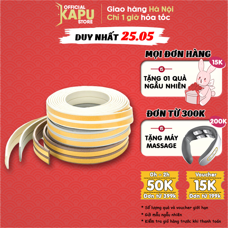 2 mét nẹp xốp KAPU chống gió lùa ron khung cửa ngăn khói bụi, giảm tiếng ồn