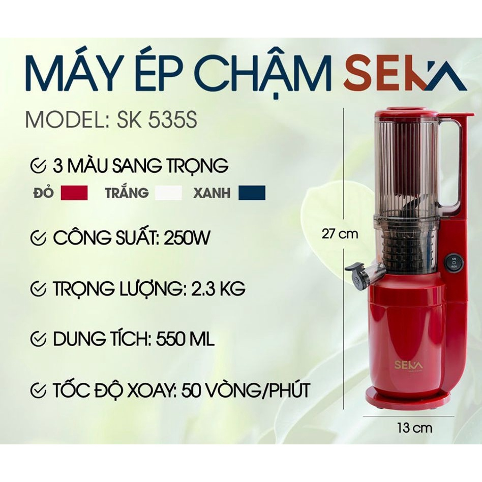 Máy ép chậm Seka SK 535S công suất 250W bảo hành 12 tháng