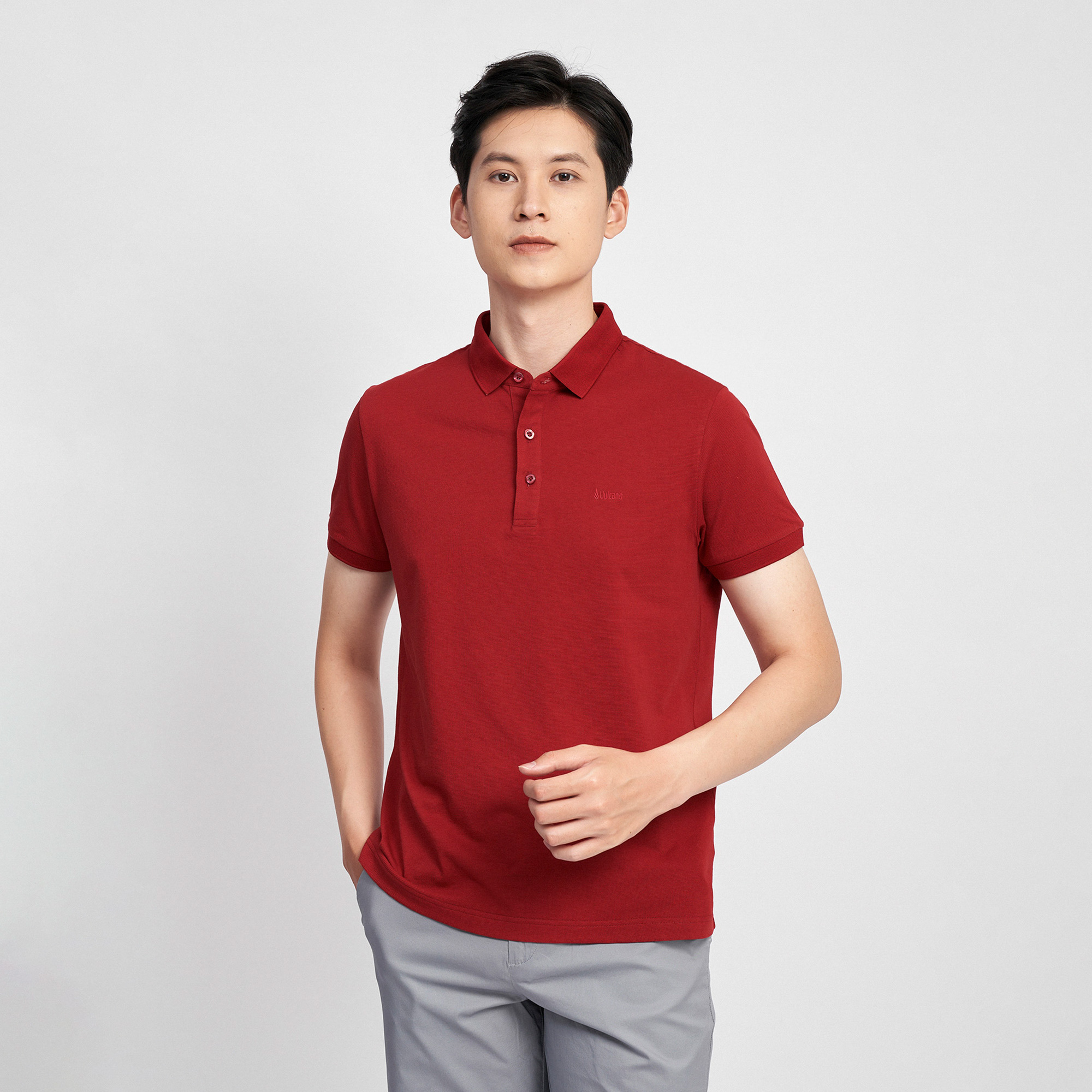 Áo Polo Nam Cotton Mercerized Cao Cấp Thoáng Mát 2011 Màu Đỏ - Vulcano