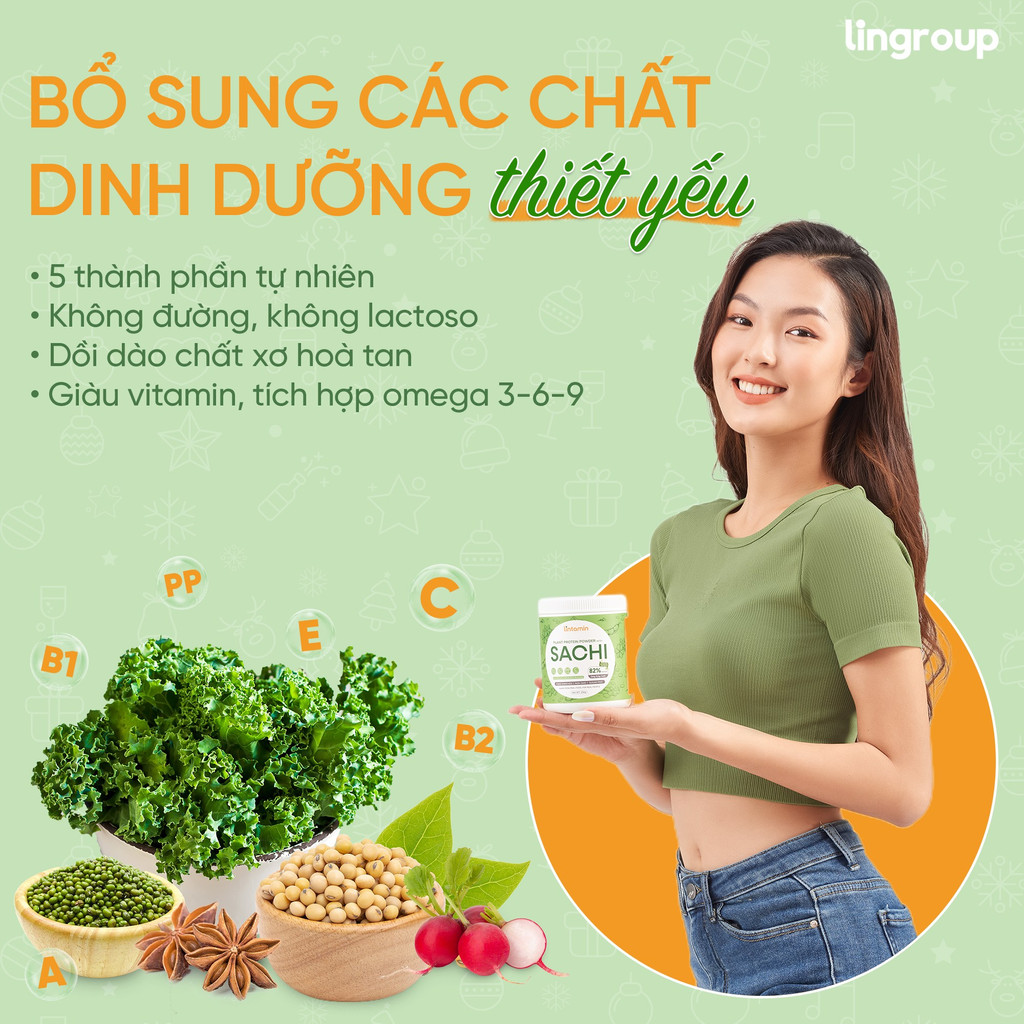 COMBO 2 Hộp Bột protein thực vật Lintamin Sachi hỗ trợ giảm cân, cải thiện vóc dáng (Hộp 250g x2)