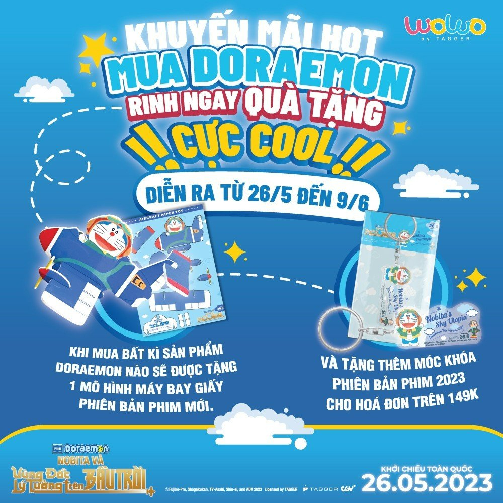 Móc khóa Doraemon phim Nobita và Vùng Đất Lý Tưởng Trên Bầu Trời 2023