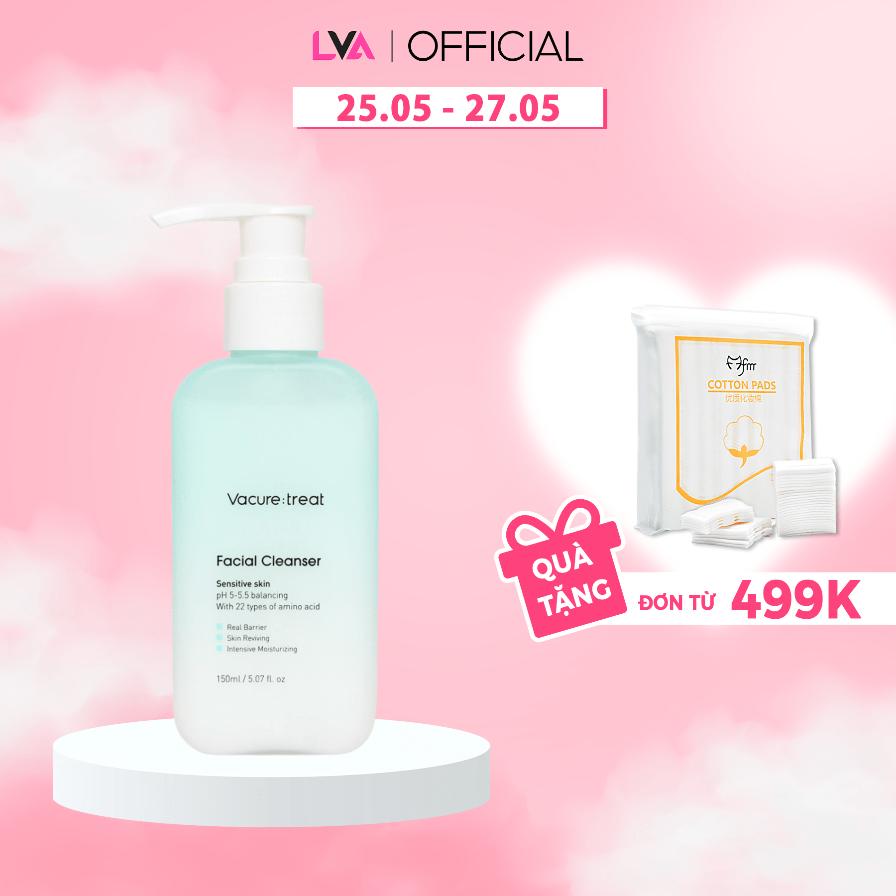 Sữa rửa mặt Làm Sạch Dịu Nhẹ Vacure:treat Facial Cleanser pH 5-5.5 For Sensitive Skin 150ml