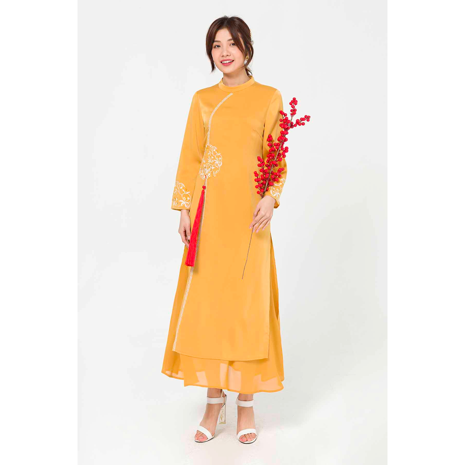 Áo dài CT liền đầm thêu VIENTRAN - V61A20Q040