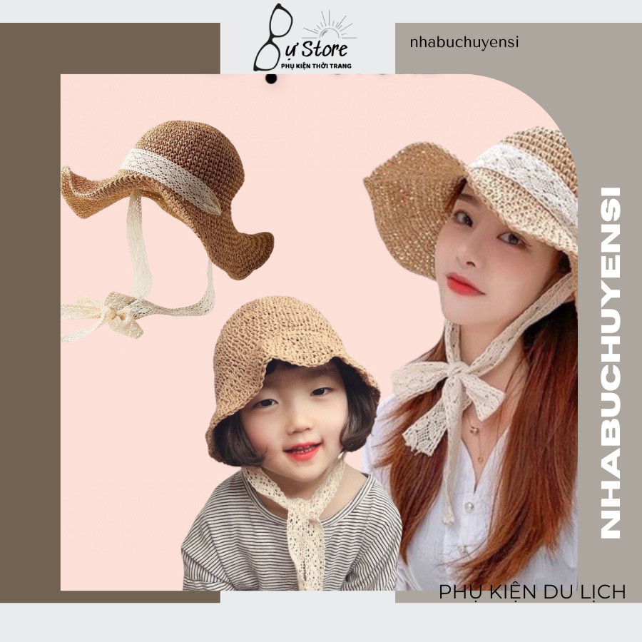 ( CHO MẸ VÀ BÉ ) NÓN / MŨ NÀNG THƠ KÈM DÂY REN CỘT XINH XẮN CHO BẠN GÁI