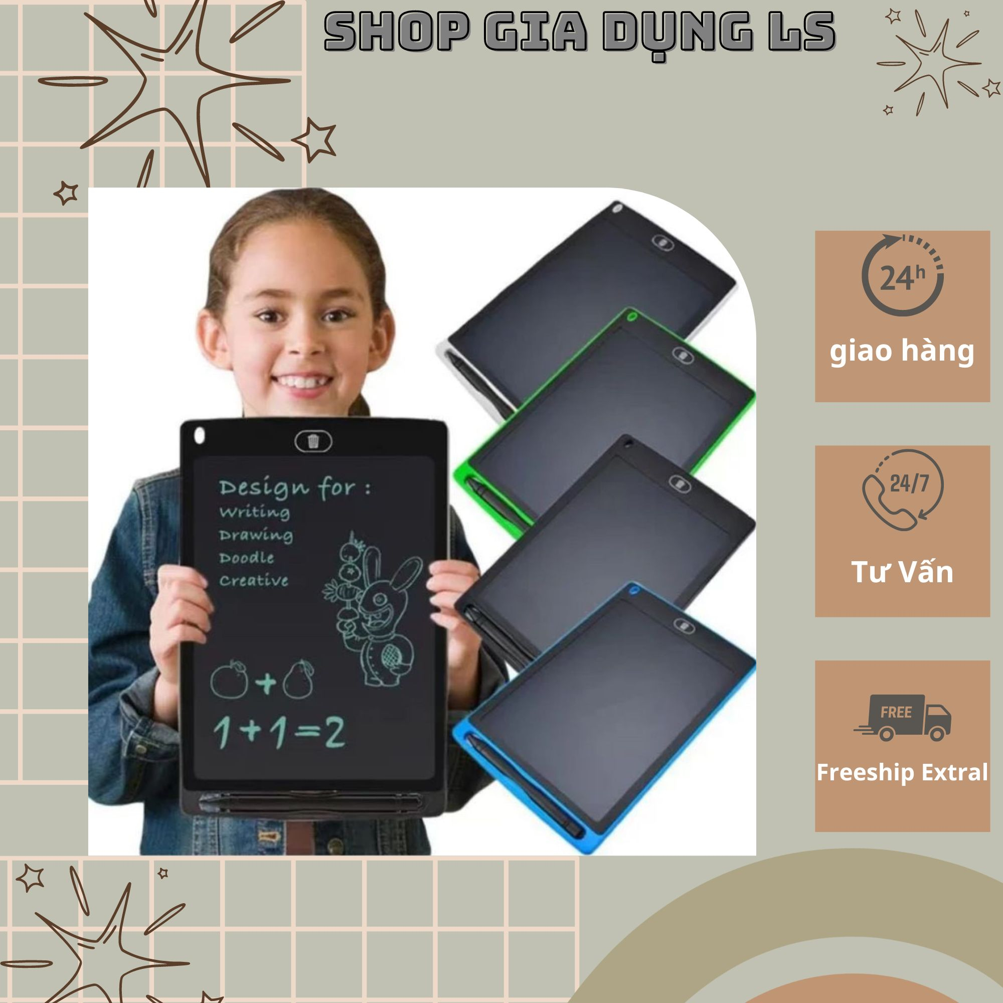 Bảng Vẽ Thông Minh Tự Xoá - Bảng Vẽ LCD - Bảng Viết Điện Tử Thông Minh Cho Bé 8.5 inch