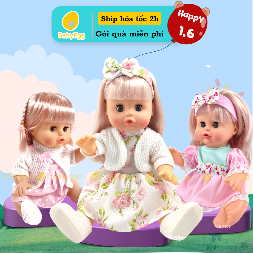 Búp bê em bé biết nói biết cười biết khóc cỡ lớn đủ phụ kiện đồ chơi cho bé gái 2 3 4 5 6 7 tuổi babyegg