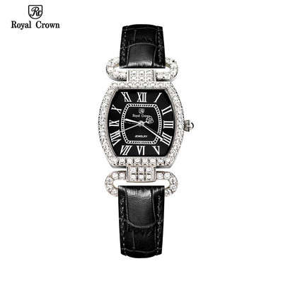 Đồng Hồ Nữ Chính Hãng Mặt Ovan Royal Crown 4670 Dây Da Chống Nước Chống Xước
