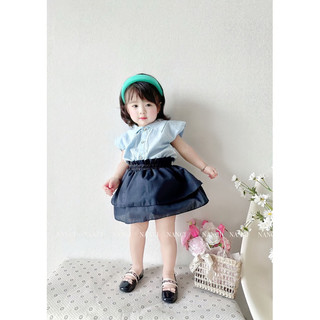 Áo tay bồng xanh pastel + quần giả váy Nani |Nanci room