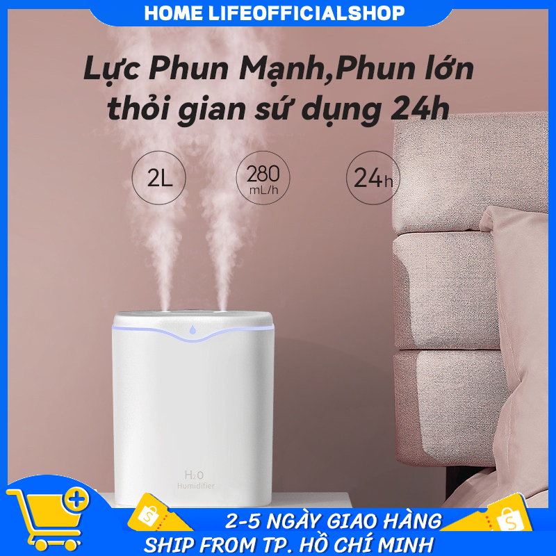 Máy Xông Tinh Dầu Mini phun sương tạo ẩm ,Máy khuếch tán tinh dầu dùng làm phòng ngủ dung tích Dung Tích LỚN 2 LÍT