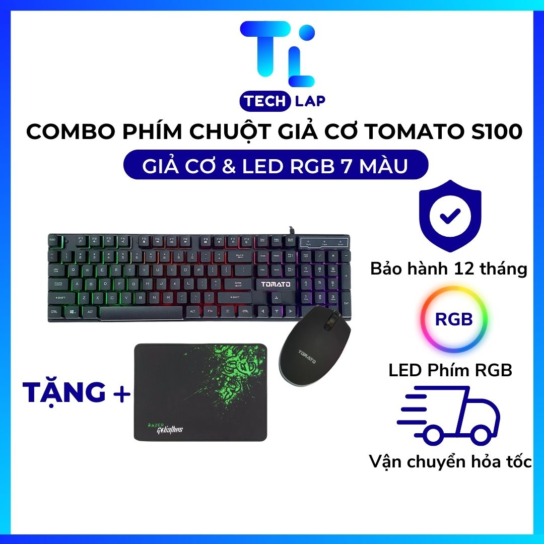 Combo Bàn phím và Chuột Giả Cơ Tomato S100 Có dây, LED RGB chơi Game cho Laptop/ Máy tính - Bảo hành 12 tháng | BigBuy360 - bigbuy360.vn
