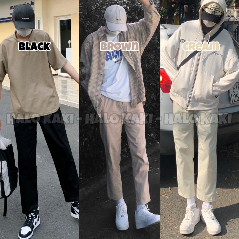QUẦN KAKI BAGGY  UNISEX ỐNG SUÔNG LƯNG THUNG CO DÃN HALO -